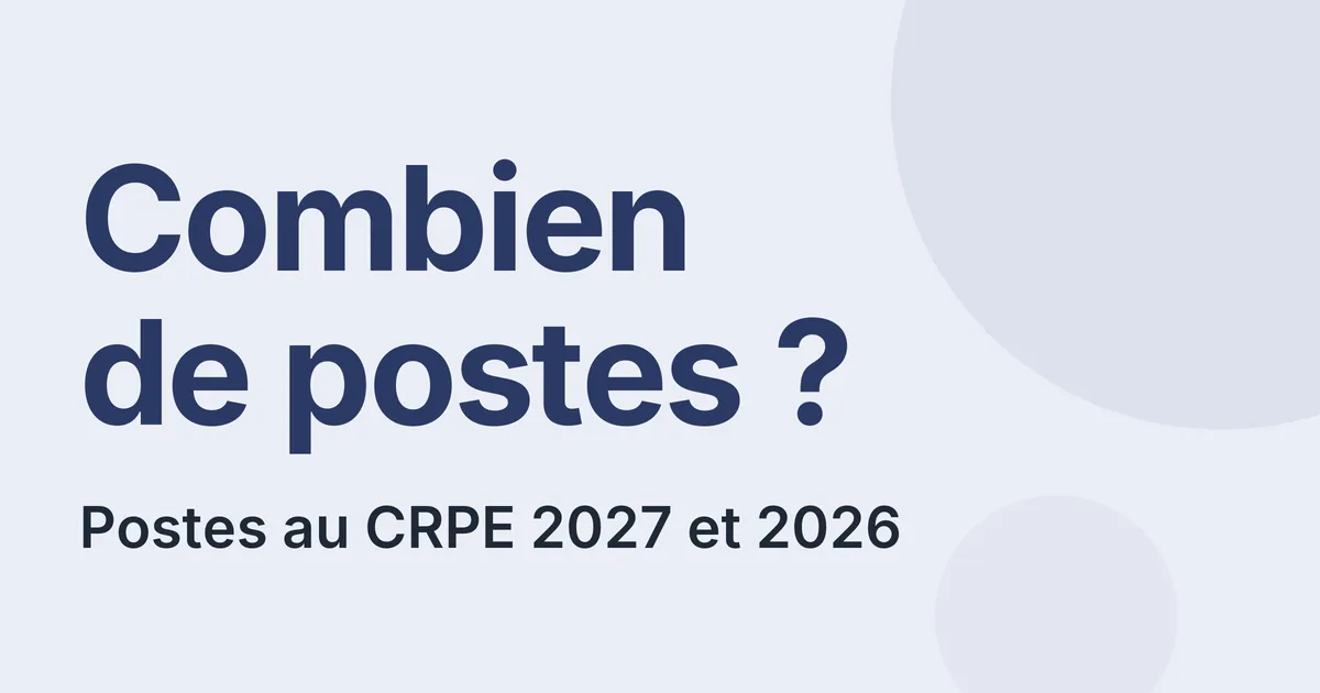 Postes au CRPE 2027 et chiffres officiels de 2026